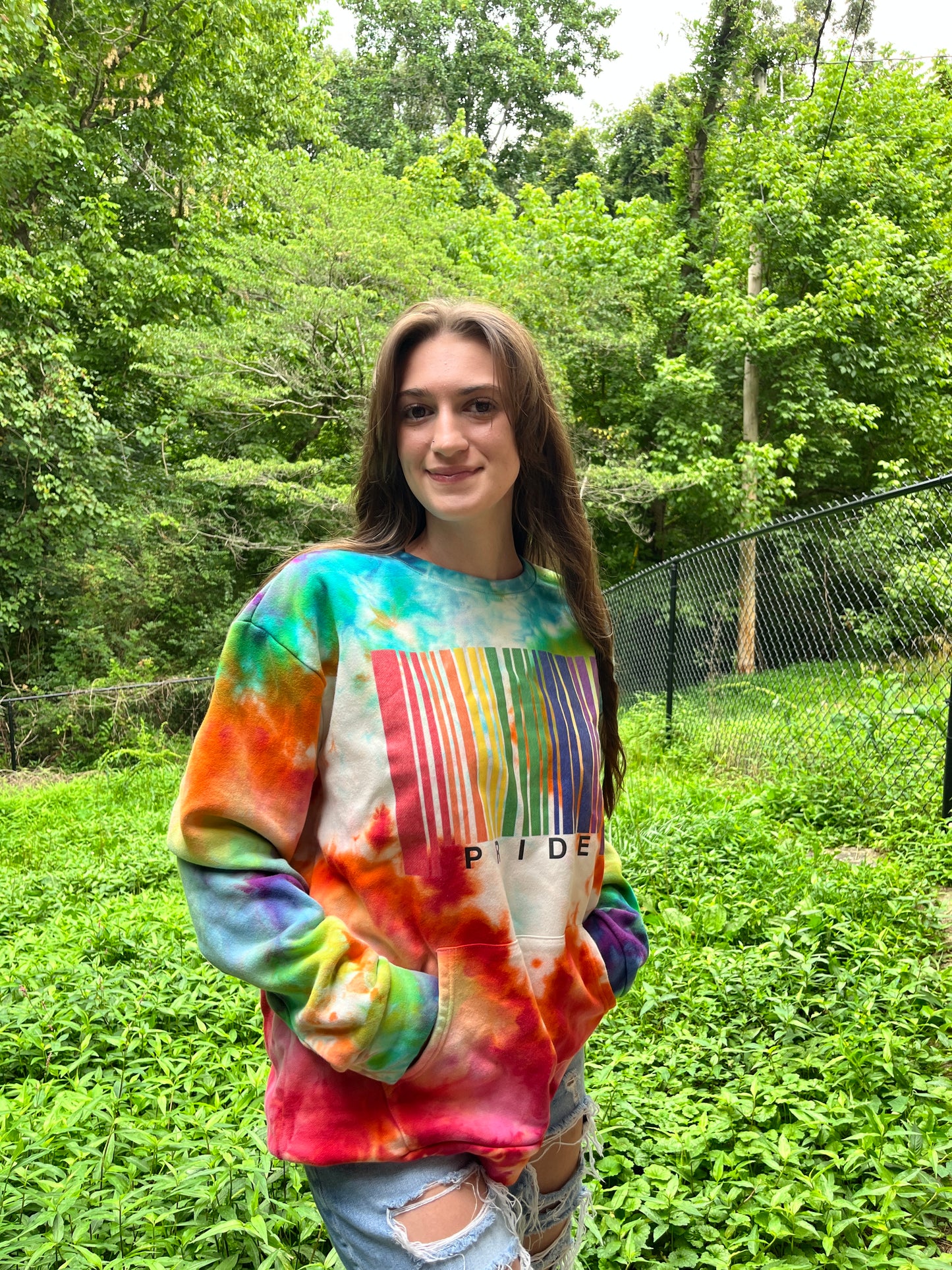 Rainbow pride pocketed crewneck
