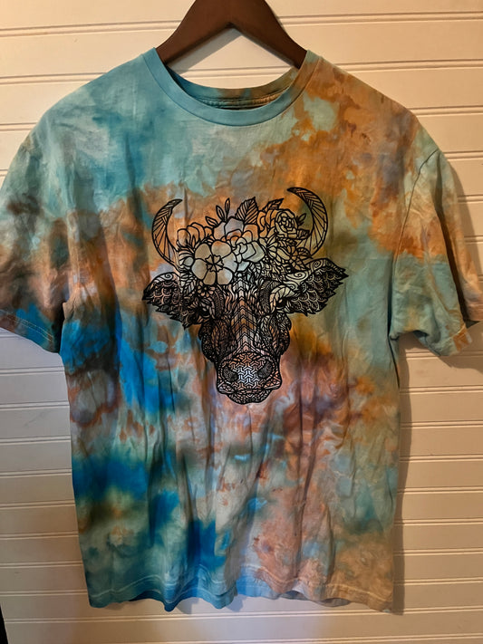 Large t-shirt floral cow