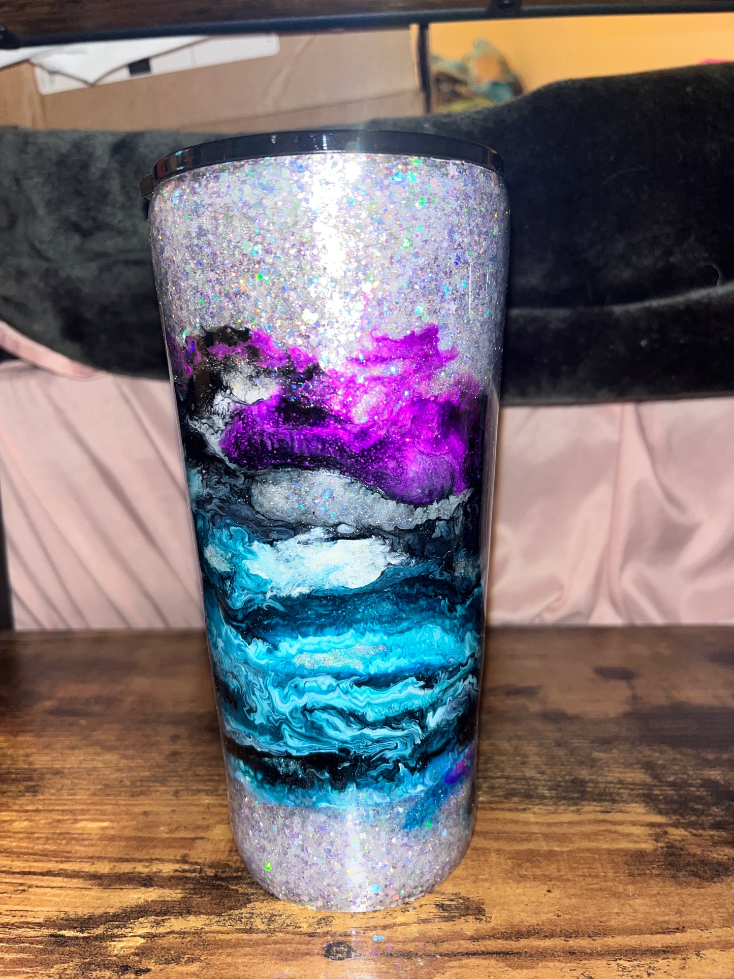 Ink Swirl over glitter