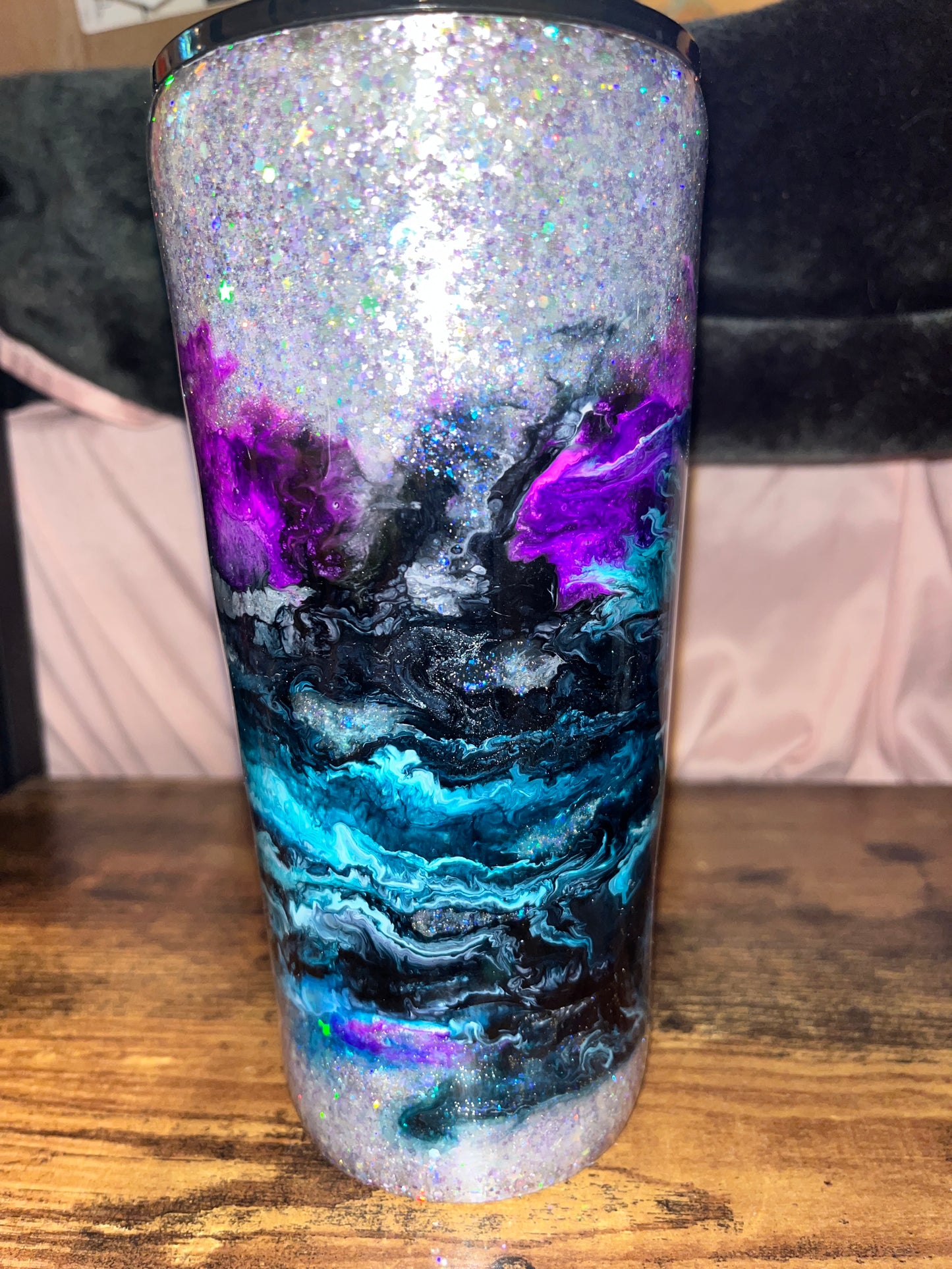 Ink Swirl over glitter