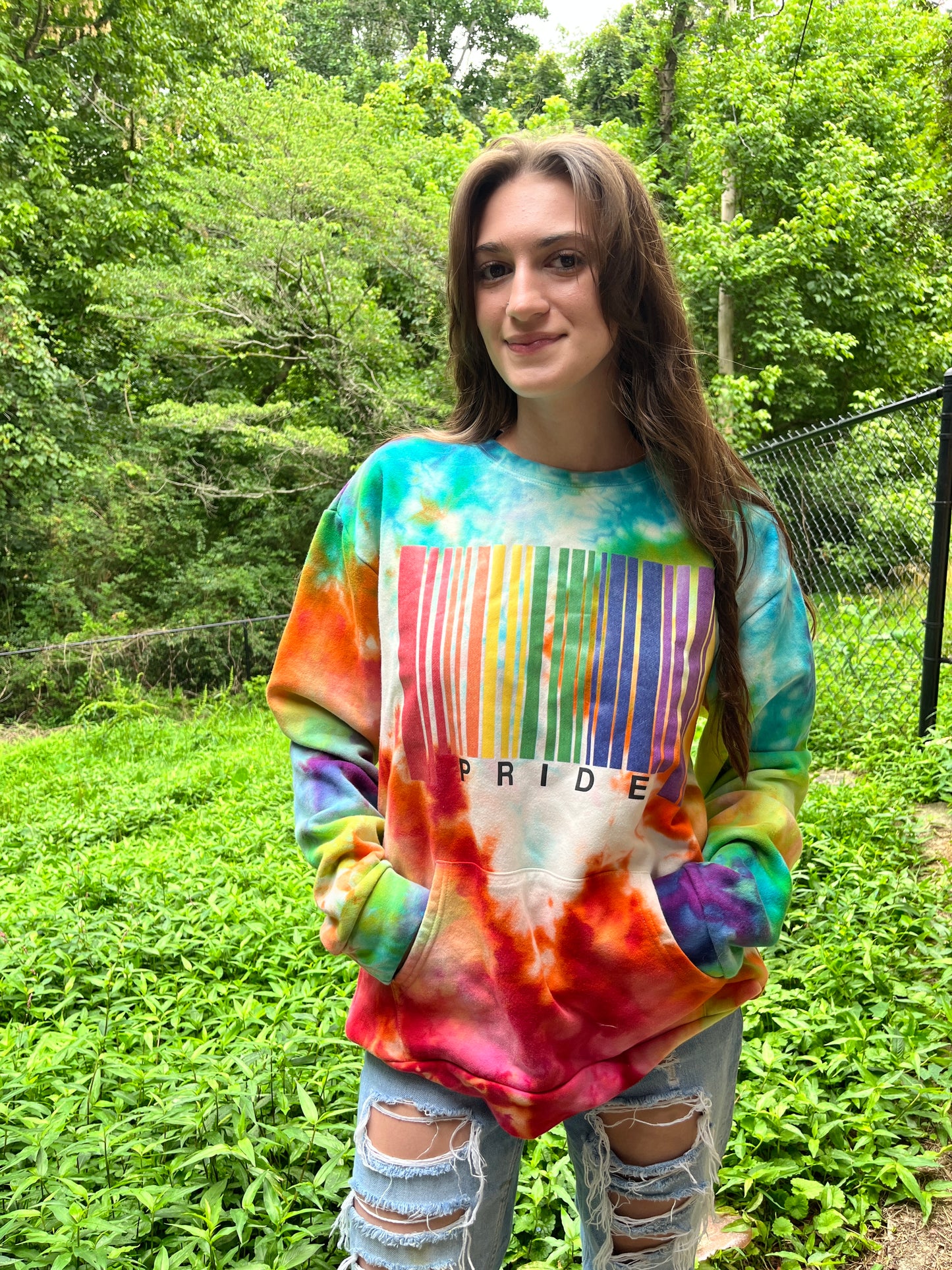 Rainbow pride pocketed crewneck